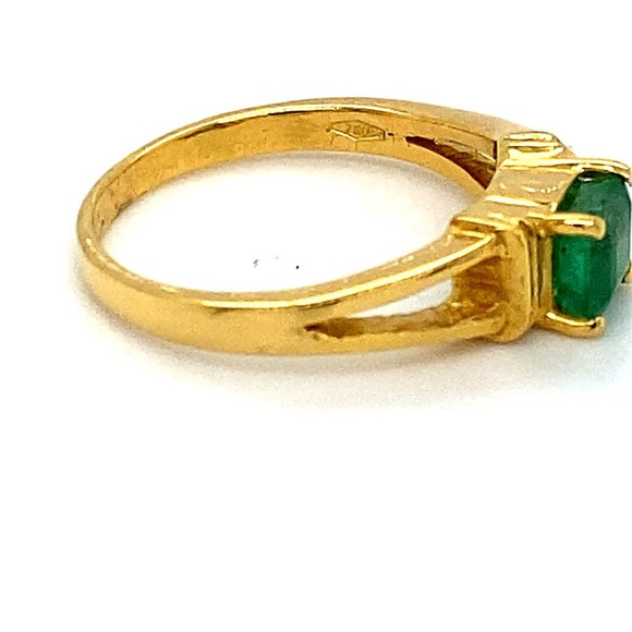 Emerald 1.05ct Solid 18K Yellow Gold Ring - Picture 3 of 6